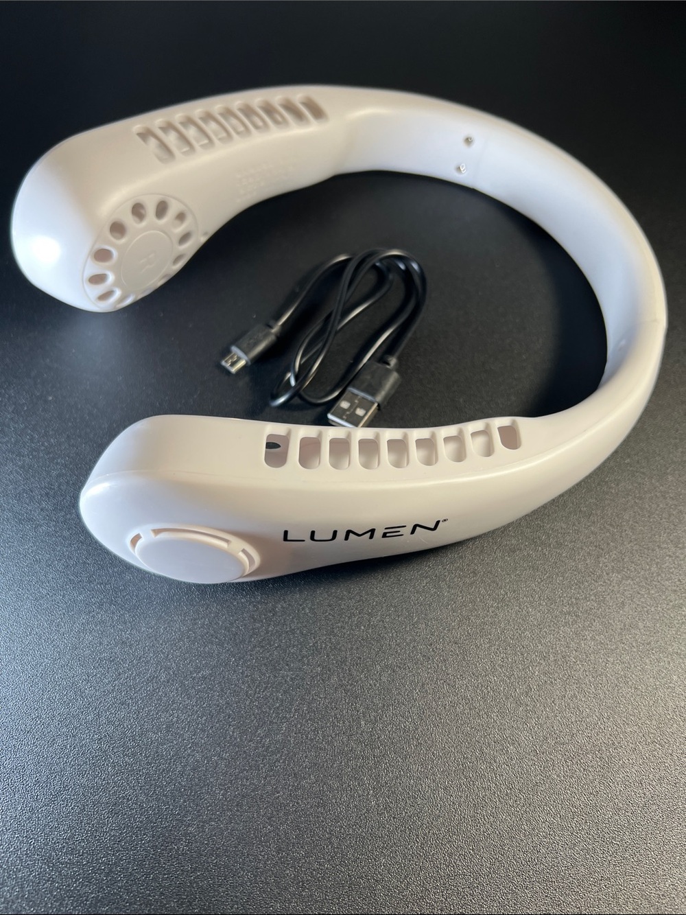 Lumens White Wearable Neck Fan with USB Cable